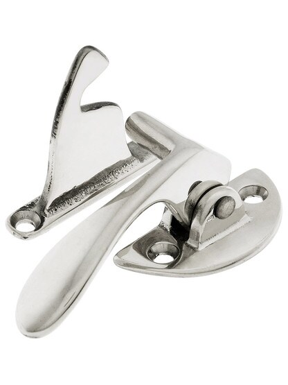 Solid Brass Offset Right-Hand Hoosier Latch - 3/8 inch Offset in Polished Nickel.